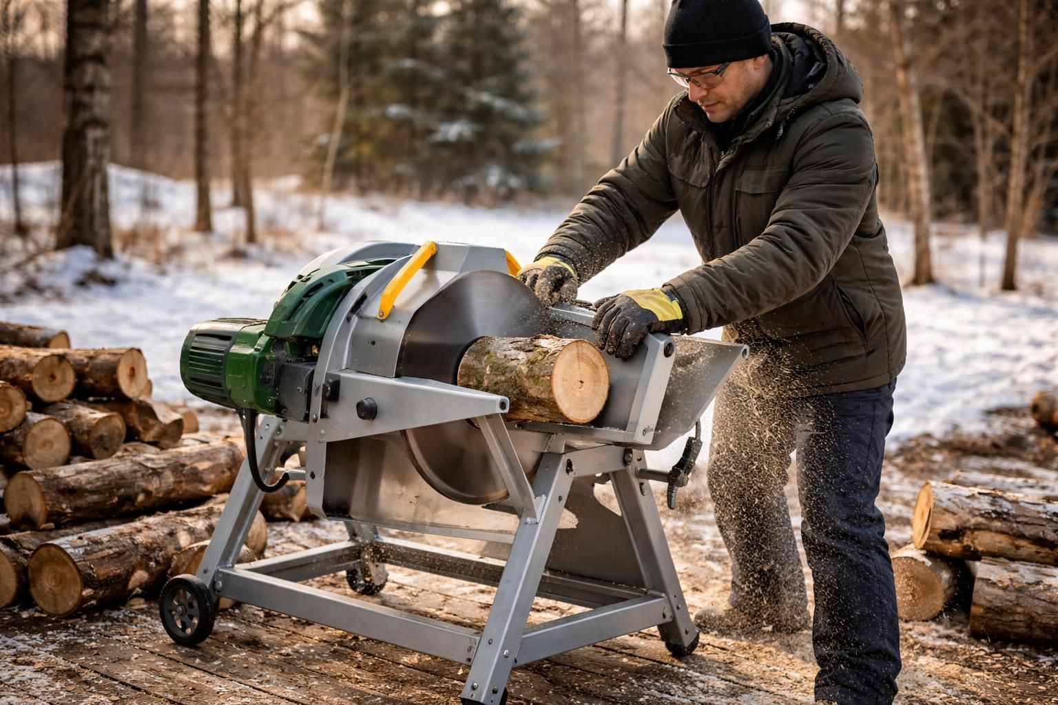 découvrez notre scie à bûches électrique pour préparer rapidement votre bois cet hiver et profiter d'un chauffage efficace sans perdre de temps.